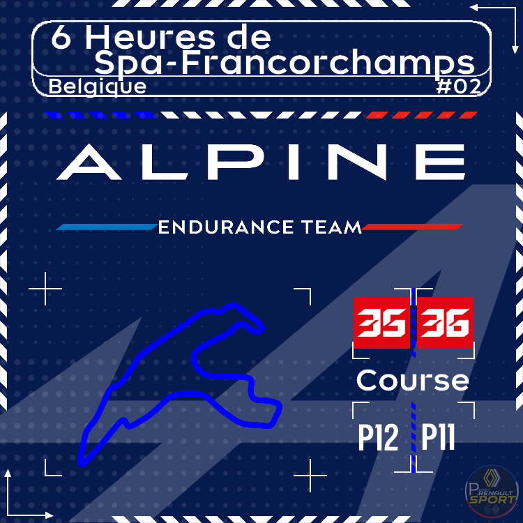 QuittetJonathan's tweet photo. 🟦ALPINE ENDURANCE🟦

🇧🇪 TotalEnergies 6 Heures de Spa-Francorchamps
07 au 09 Mai 2026

#6HSpa | #WEC |
#AlpineEnduranceTeam | #Alpine | #Renault
#RenaultGroup / @AlpineWECteam https://t.co/M00xkeP5Og