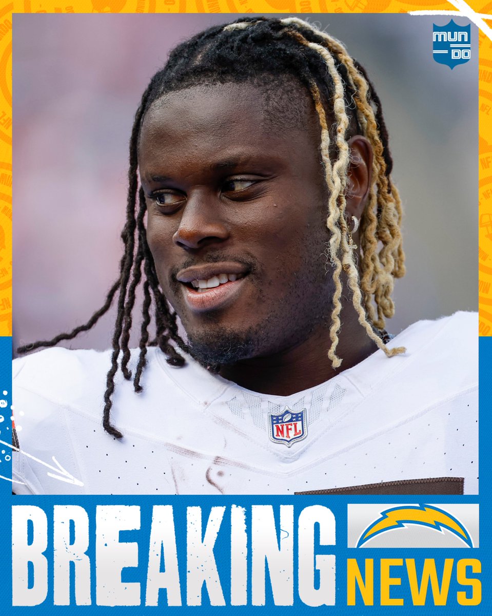 MundoNFL's tweet photo. L.A. SUMA OTRA ARMA PARA HERBERT⚡️🔝

Los Chargers acuerdan un contrato de 1 año y hasta $8M con el TE David Njoku, ex de los Browns. Via (@RapSheet)

#MundoNFL #BoltUp https://t.co/ZV7GinMx3V