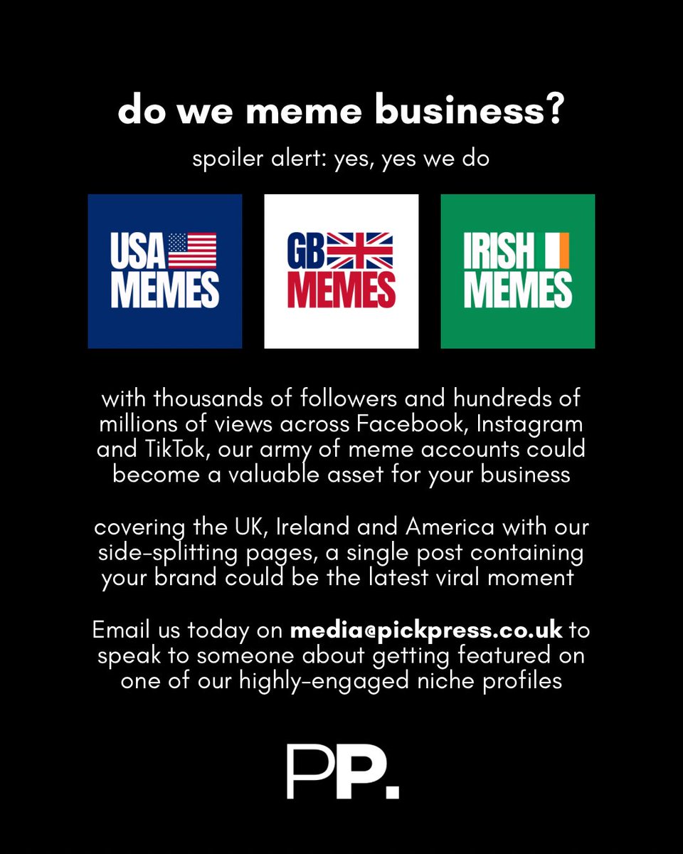pickpressuk's tweet photo. Can memes drive sales? 📈

Yep… and we’re pretty good at that. AND we’ve just launched in the U.S. 🇺🇸🗽

Email, media@pickpress.co.uk https://t.co/4VgXHoEaSl