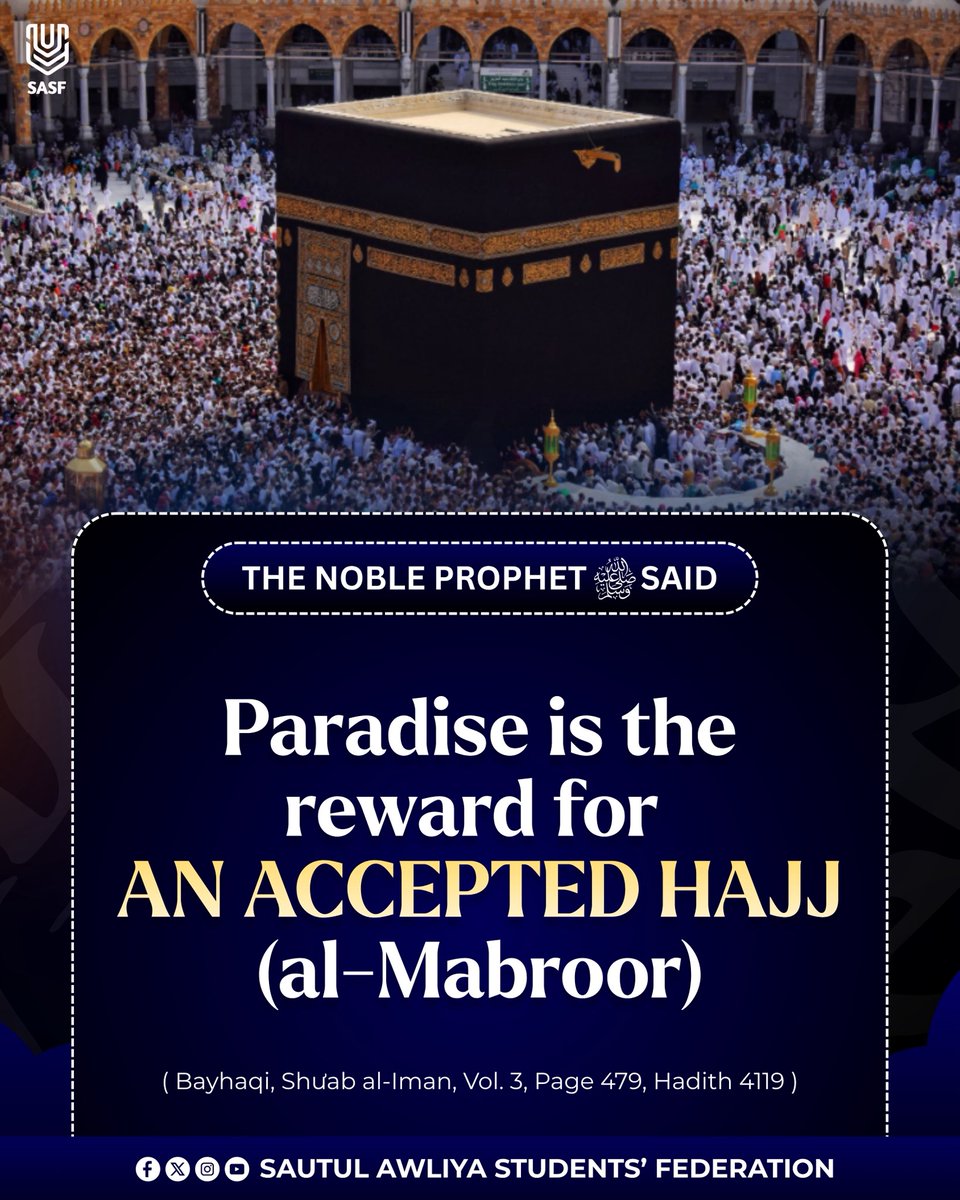 SASFJK's tweet photo. May Allah accept the pilgrimage of everyone embarking on this sacred journey and grant us all the blessing of performing Hajj.

#SASF https://t.co/FsG9TGMimf