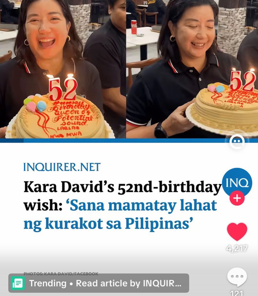 imnotkaiii's tweet photo. Paki follow up nga ulit yung birthday wish ni Ms. Kara David.

IKULONG NA ‘YANG MGA KURAKOT ✊🏽
#ImpeachSaraNow #HulihinSiBato https://t.co/N4QRBk0xXU