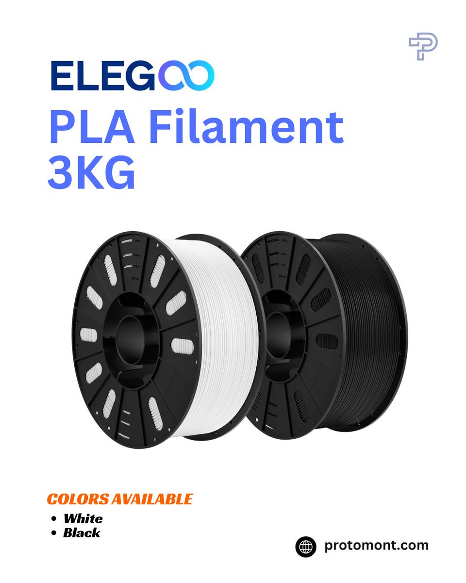 Protomonttechno's tweet photo. Print bigger. Print longer. Print smarter. 🎨🔥

The new ELEGOO PLA 3KG Filaments are built for creators who don’t want to stop midway. From large prototypes to bulk production prints, enjoy smooth extrusion, strong layer adhesion, and consistent print quality every time. 💯 https://t.co/HRmbYlcWtQ