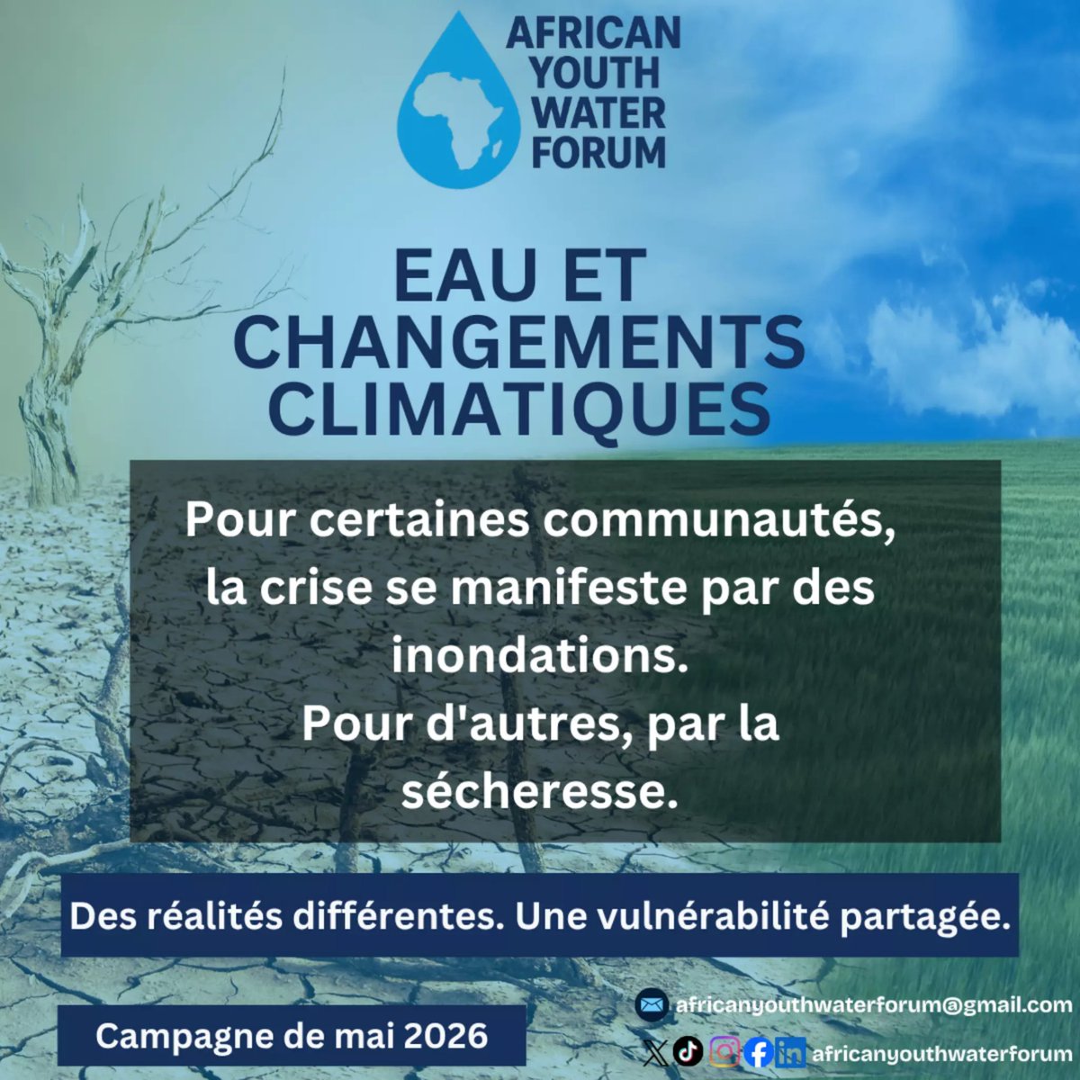 AYWF_OFFICIAL's tweet photo. The climate crisis does not affect all communities equally.
Water is becoming both a warning and a growing source of vulnerability.
@IWAHQ @GWPnews
@GWFWater
#ClimateJustice #WaterCrisis #WaterAndClimate #CleanWaterForAll #YouthForClimate #SanitationForAll #AYWF https://t.co/YGy0GIGAvx