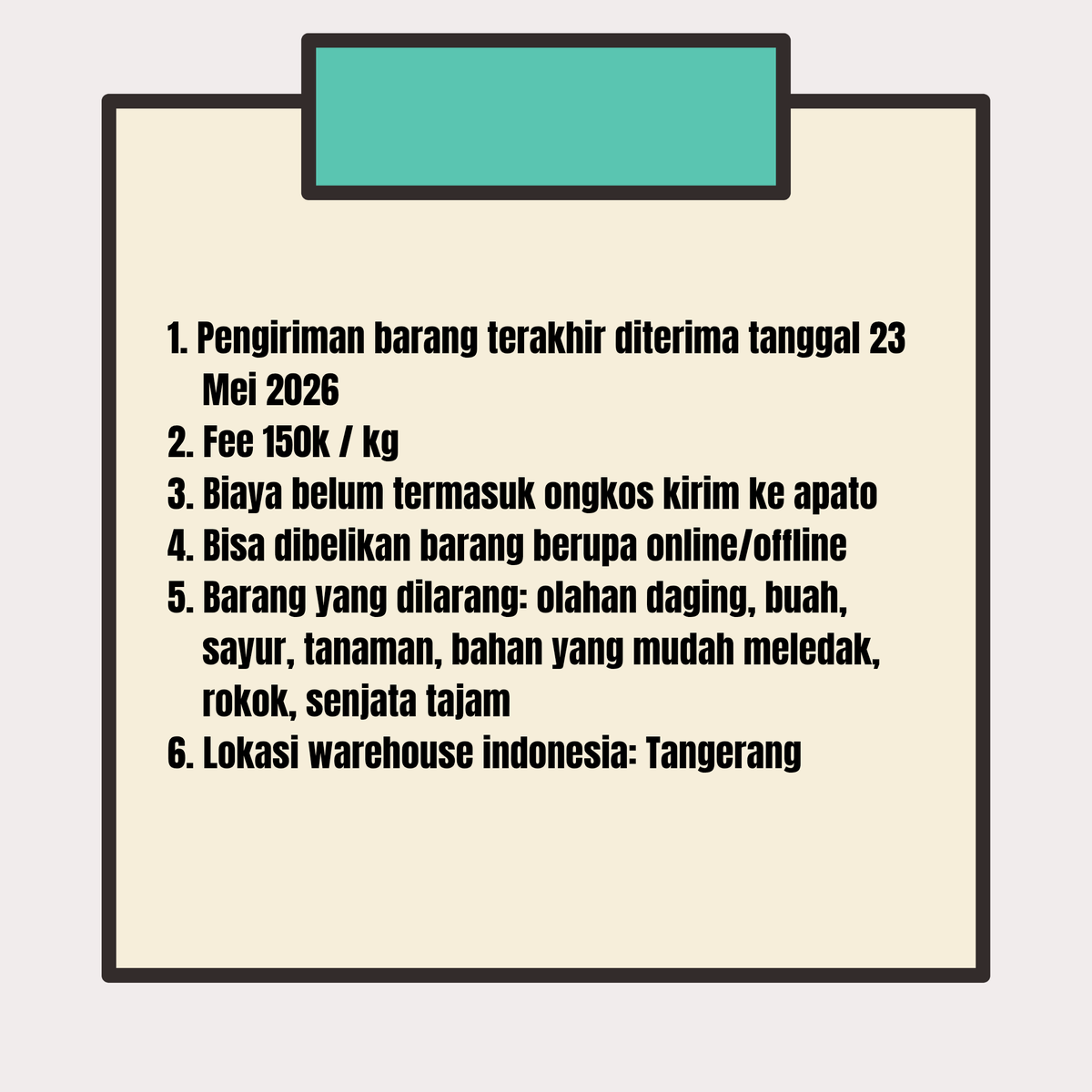 Jastipasiashop's tweet photo. HELP RT 
OPEN SHARING BAGASI INDO - JEPANG

ETA 25 Mei 2026
Open 46kg
Tangerang - Osaka
Rp 150.000/kg (exclude local courier)
Max penerimaan barang 23 Mei 2026

Dm for more info! https://t.co/mzkAk304JL