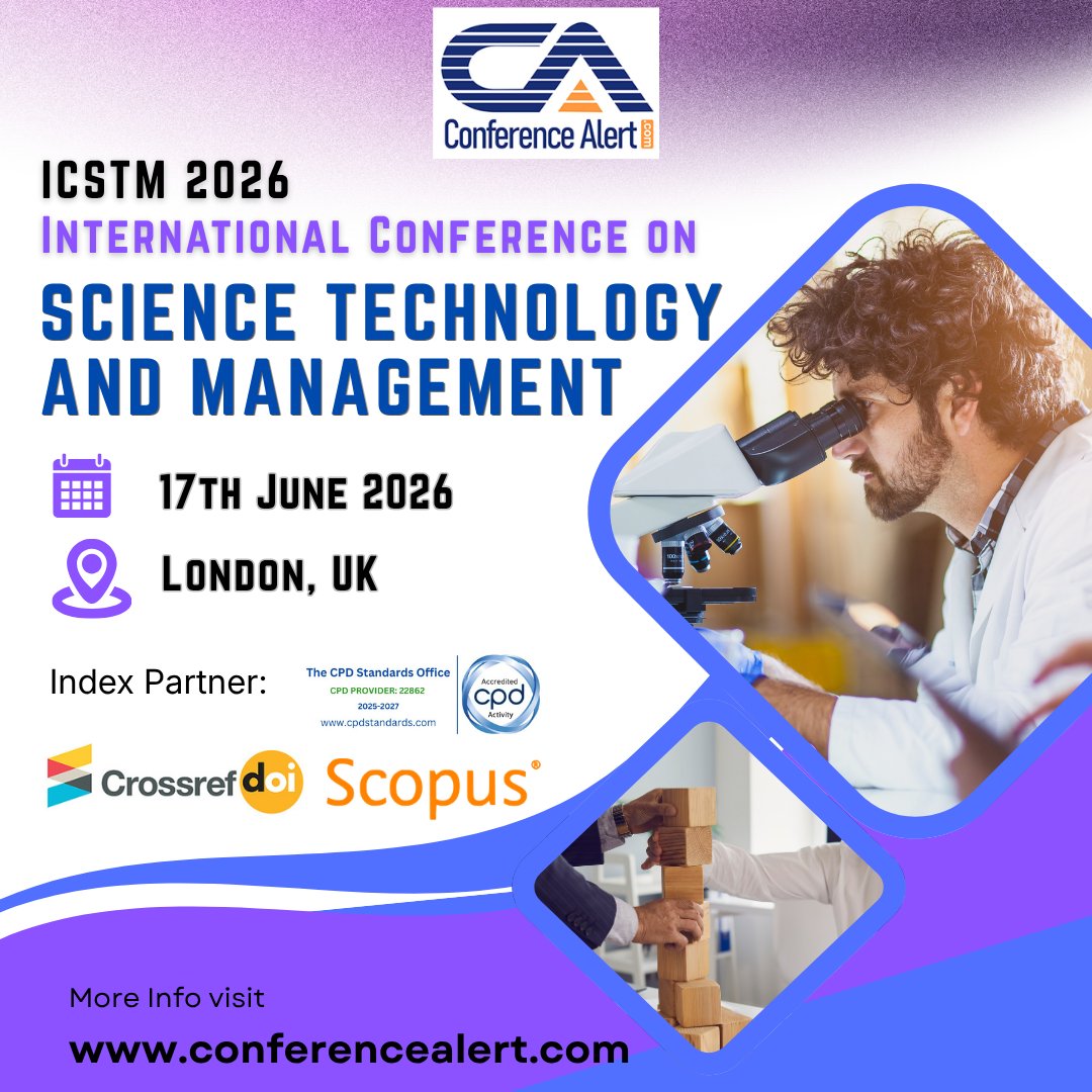 Conf_Alert_Com's tweet photo. Join #ICSTM2026 – International Conference on Science, Technology and Management .
📅 17th June 2026
📍 London, UK
🏛 Organized by: @iastem_conf
👉 Secure your spot today:
https://t.co/oxOyS6ntpK
#conferencealert #LondonConference #ScienceAndTechnology https://t.co/w2EAhE0MSA