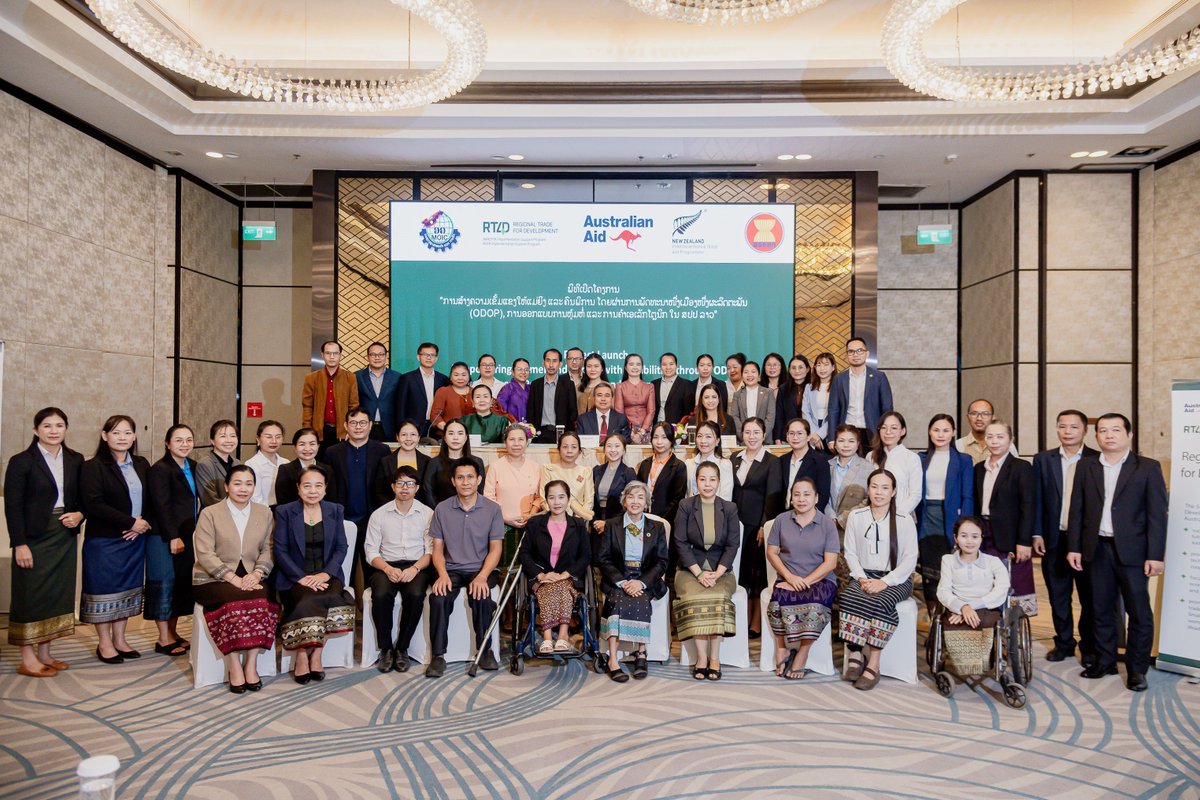 RegTrade4Dev's tweet photo. 🇱🇦🌿 Fostering inclusive One District One Product (ODOP) development in Lao PDR

📅 31 March 2026 — The Institute for Industry, Commerce and Energy (IICE), Ministry of Industry and Commerce, with support from Regional Trade for Development (RT4D) and the Mekong Australia Partnership (MAP), launched the project “Empowering Women and People with Disability through ODOP Development, Packaging Design, and E-Commerce” in Vientiane Capital.

🌱✨ By improving product quality, certification pathways, and safe e-commerce practices, the project aims to help women, people with disability, and micro & small enterprises grow businesses, increase incomes and build resilience across Lao PDR.

🏛️🤝 Over 60 participants from government, development partners, private sector, GEDSI representatives, and producer groups joined the launch. The event created a strong platform for dialogue to refine policy recommendations and strengthen collaboration.

🔄📈 This project moves research into action. It will strengthen the ODOP framework, build the capacity of IICE and SME Service Centers, and equip women-led and people with disability–inclusive MSMEs with skills in product development, packaging, certification, and e-commerce.

🛍️🌏 Through assessments, provincial training, policy dialogue and knowledge-sharing, the initiative will expand market access, strengthen producer networks and support inclusive participation in digital and regional trade under frameworks such as RCEP. 

#RT4D #MekongAustraliaPartnership #RCEP #InclusiveTrade #WomensEconomicEmpowerment #LaoPDR 

@AusAmbLaos @AusAmbASEAN @DFAT_TradeTalk