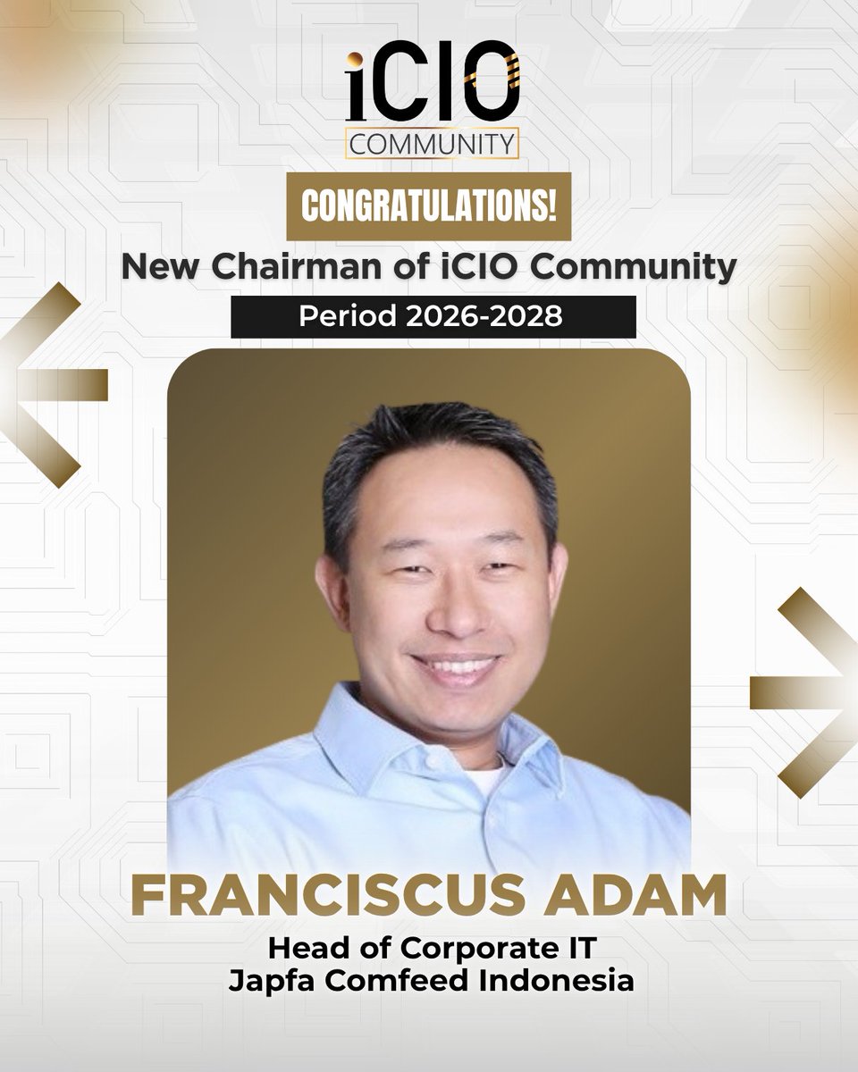 iCIOCommunity's tweet photo. Congratulations to Bapak Franciscus Adam as the new Chairman of iCIO Community for the 2026–2028 period.

As we step into a new chapter and celebrate a decade of iCIO Community, may this moment bring stronger collaboration and continued growth for the community.

#iCIOCommunity https://t.co/o1mSlc6AdY