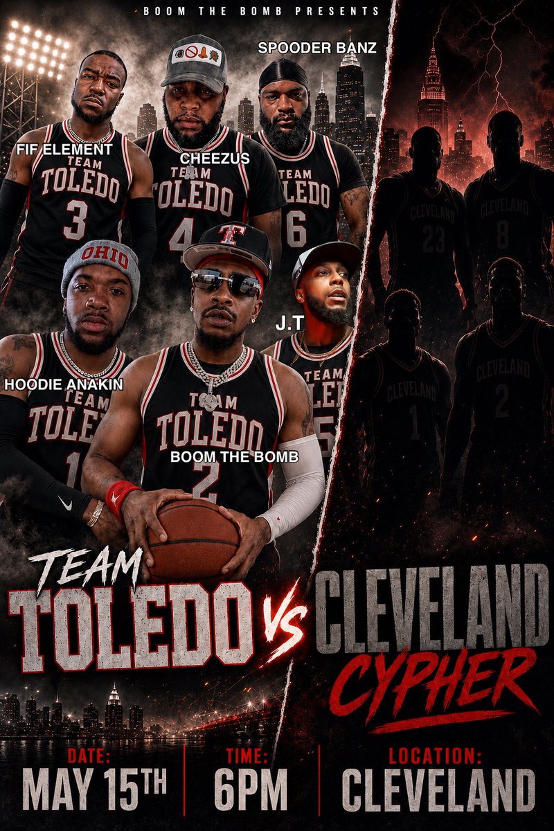 BoomTheBomb's tweet photo. Cleveland challenged Toledo to a Cypher. They some Dweebs! This gone be like that time ppl didn’t think Iverson would Cross Jordan UNTIL he crossed Jordan😱🔥 https://t.co/ezw9YILdb4