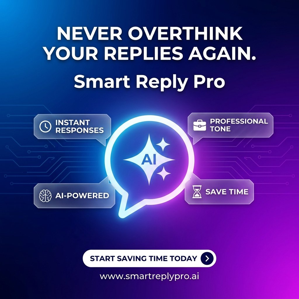 SmartReply_Pro's tweet photo. Stop staring at that blank reply box. ⏳
​Meet Smart Reply Pro: Your AI-powered assistant for instant, professional responses. Craft the perfect reply in seconds and boost your efficiency.
​Check it out: https://t.co/nsooxIQXeS
​#SmartReplyPro #Productivity #AI #WorkSmarter https://t.co/CxT29Lb4Hd