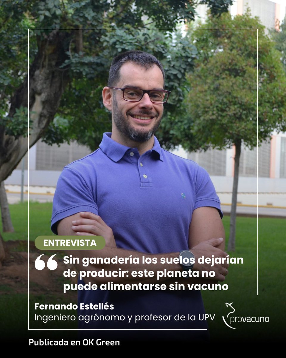 Provacuno's tweet photo. 🗣️ 𝐄𝐍𝐓𝐑𝐄𝐕𝐈𝐒𝐓𝐀 | Fernando Estellés, ingeniero agrónomo y profesor de la @UPV: «Sin ganadería los suelos dejarían de producir: este planeta no puede alimentarse sin vacuno».

🔗 Leer entrevista completa ➡️ vía OK Green | @okdiario
https://t.co/tUOV9Uo31N https://t.co/cfBKfrNdlt