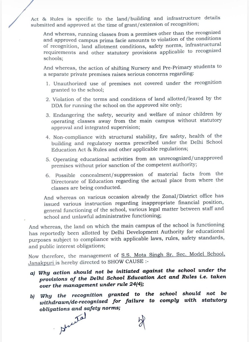 ANI's tweet photo. The Directorate of Education, Government of Delhi, has issued a show-cause notice to a school in Delhi. The notice pertains to an alleged case of molestation involving a nursery student. The school has been asked to provide an explanation; failure to do so could result in the cancellation of its recognition.