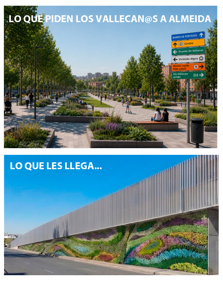 PSOEMadridAyto's tweet photo. Almeida presenta ‘Vallecas Abierto’, "el proyecto AMBICIOSO y REALISTA que transformará y conectará el entorno de Puente de Vallecas". 

Sin comentarios... https://t.co/94WKZduoxe