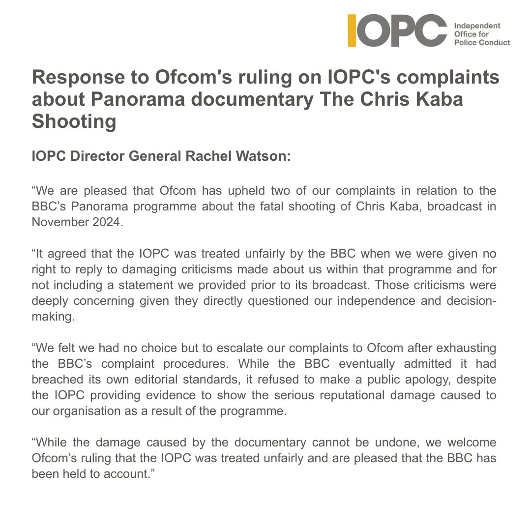 Independent Office for Police Conduct (IOPC) tweet media