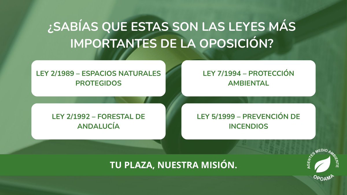AgentesMA's tweet photo. 📚 Hay muchas leyes en la oposición… pero algunas son imprescindibles. 🌿

Dominar la normativa clave puede marcar la diferencia el día del examen. 🎯

#Oposiciones #AgenteMedioAmbiente #AMAAndalucía #Opositores #MedioAmbiente #OPOAMA................. https://t.co/qSW5eROrn0