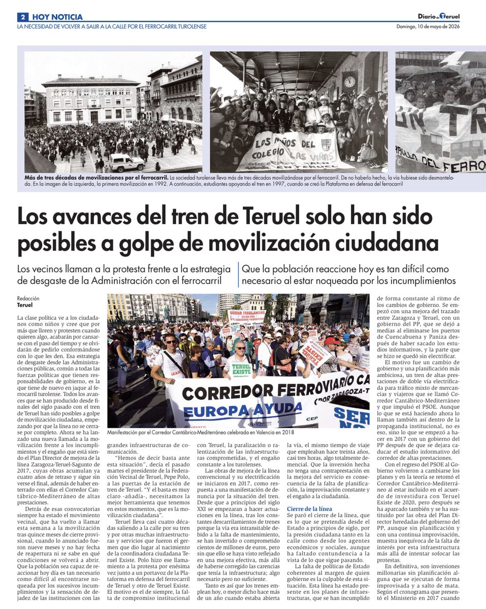 TeruelExiste_'s tweet photo. Los avances del #trendeTeruel solo han sido posibles a golpe de movilización ciudadana.
#teruelexiste #defendemosteruel
Los gobiernos de España ha desdeñado a la provincia en las comunicaciones e infraestructuras una y otra vez, con gobiernos de todo color 🔴🔵 https://t.co/eSJsK6m0XA