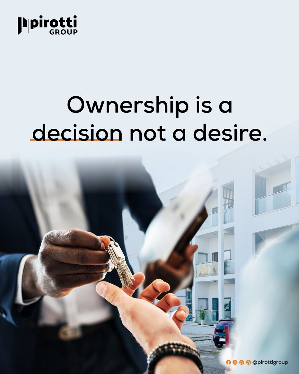 PirottiGroup's tweet photo. Owning property starts with a decision.

Not someday. Not eventually. Today.

The future you want is built through intentional choices, and the right investment can open that door.

Take the step toward ownership with Pirotti Group.

💬 Send us a DM to learn more.
📞 08095000700 https://t.co/lV1plNm7Eg