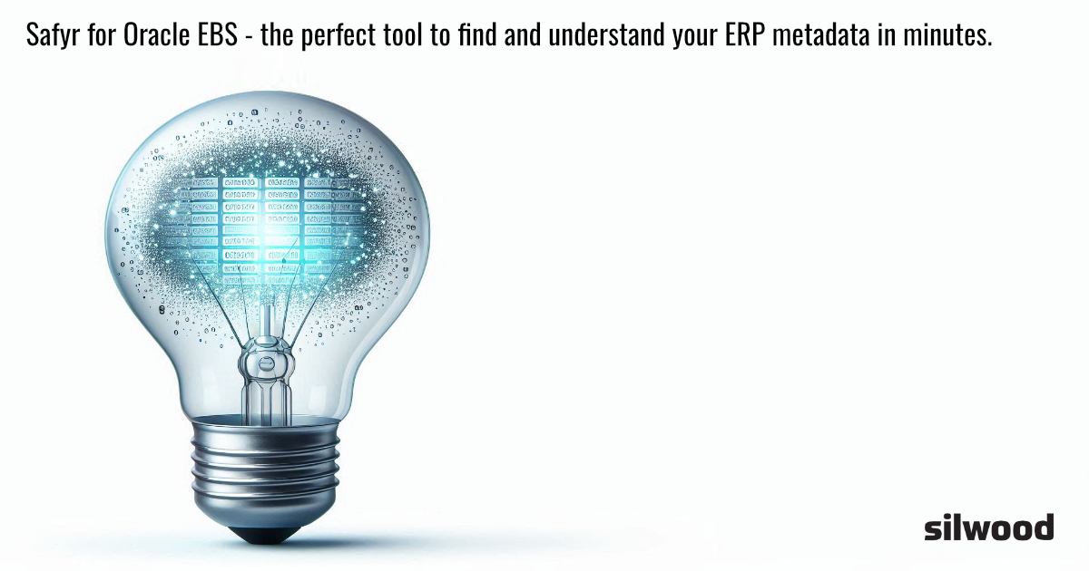 Silwood_Safyr's tweet photo. Safyr for Oracle EBS - the perfect tool to find and understand your ERP metadata in minutes. #dataunderstanding #OracleEBS #Safyr https://t.co/Rraf64qQph https://t.co/AE5MRbS5bE