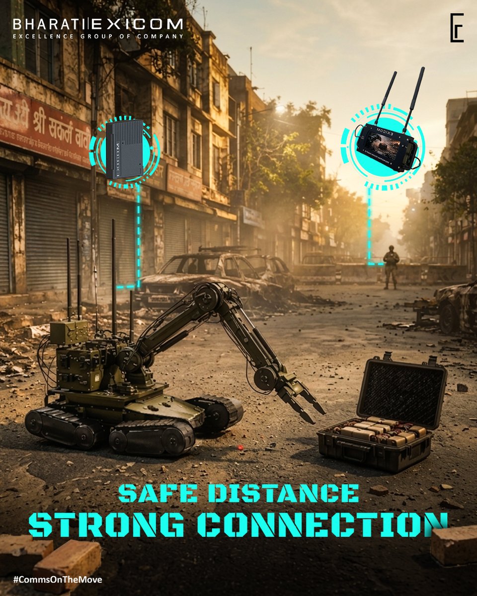 Exicom_India's tweet photo. In #bomb disposal, milliseconds matter ⏲️ 

Condor Lite 1W streams sub-25ms real-time video to the RVT, giving EOD teams instant situational #awareness for faster decisions and reduced risk to personnel.

Learn how we support safer #EOD operations 🔗  https://t.co/MoRSMmRNK1 https://t.co/nHXTaCaEcp