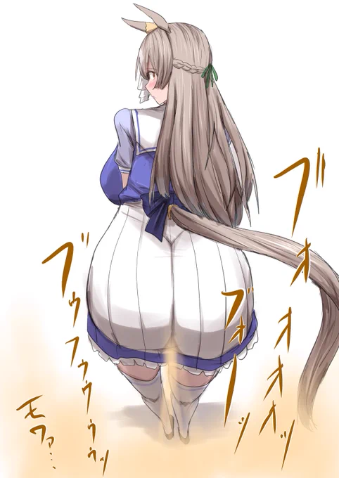 お題のケツ向けておならしてくれるサトノダイヤモンドちゃんです。