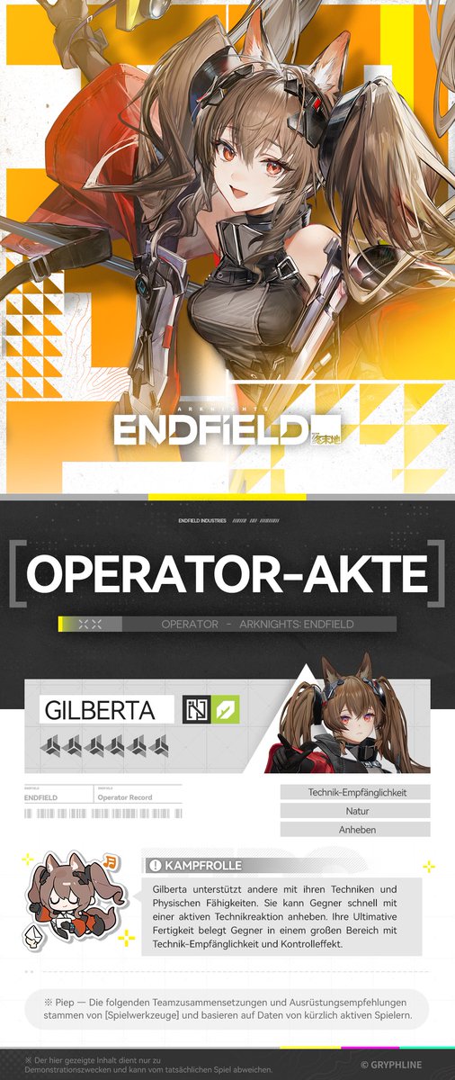 AKEndfieldDE's tweet photo. // Operator-Akte // Laevatain // Gilberta // Ardelia // Pogranichnik
Endministrator, wir sind der Schild hinter deinem Rücken.
Weitere Informationen findest du unter folgendem Link:
https://t.co/myXhWt9qEl
#ArknightsEndfield #Endfield #AtTheWakeOfSpring https://t.co/gqFn1LYnSe