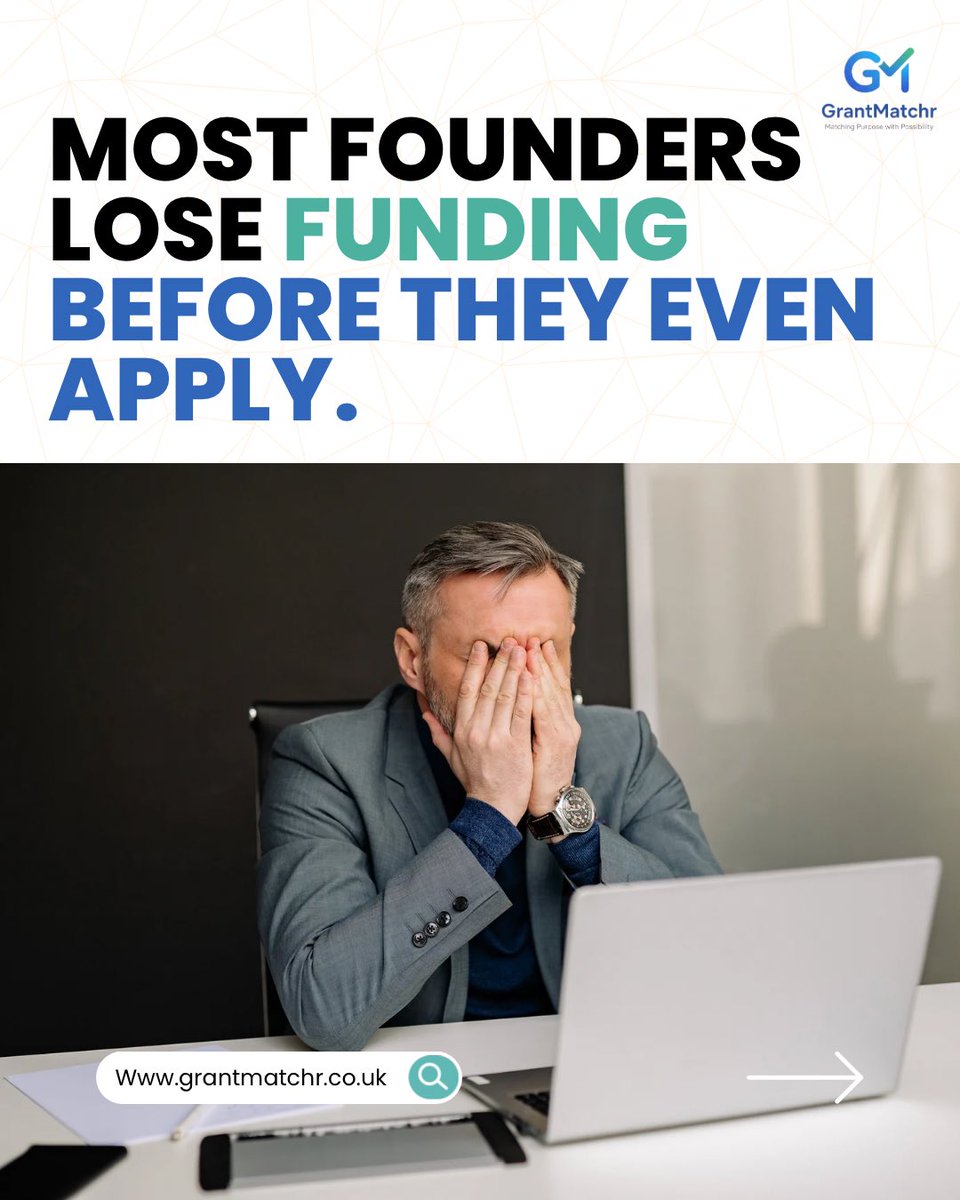 GrantMatchr's tweet photo. Most founders think funding is won in the application.

It’s not.

By the time you apply, most decisions are already predictable.

Comment READY and we’ll send the Funding Readiness Framework + GrantMatchr access.

#ukgrants #grantmatchr #startupfunding #ukfounders https://t.co/u8hCbxukrX