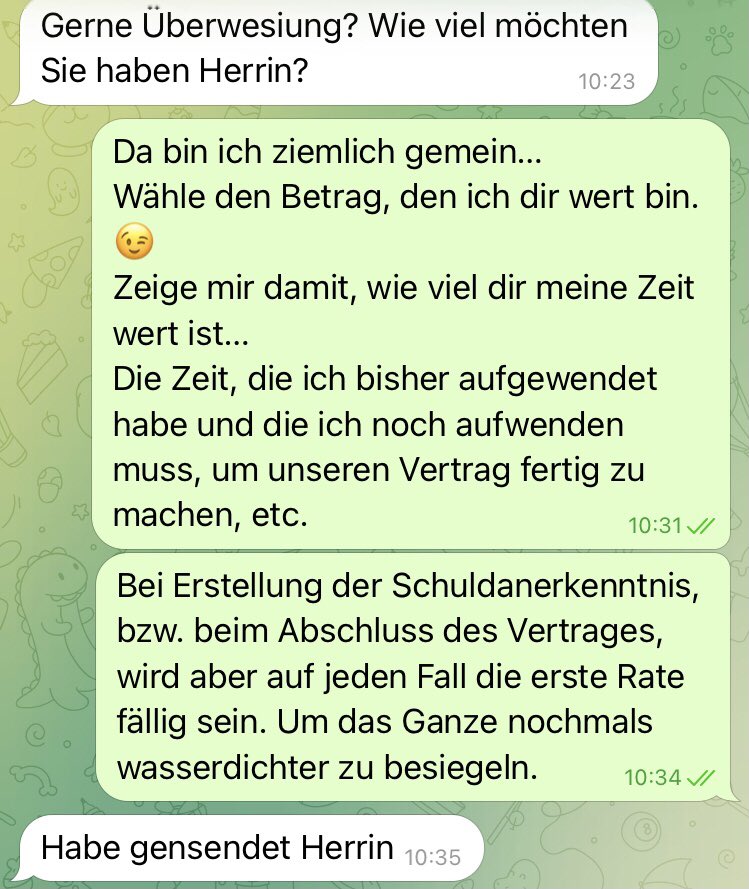 Findom4Real's tweet photo. So ist es brav… 😉
Die Zeit der Herrin ist kostbar!
Und auch das Erstellen von Verträgen, Absprachen, etc. Kosten Zeit… Zeit ist Geld! 💰
#findom #findomherrin #geldherrin #zahlsklave #moneysub #Gelddiener #braversklave https://t.co/fPEbnYePPF
