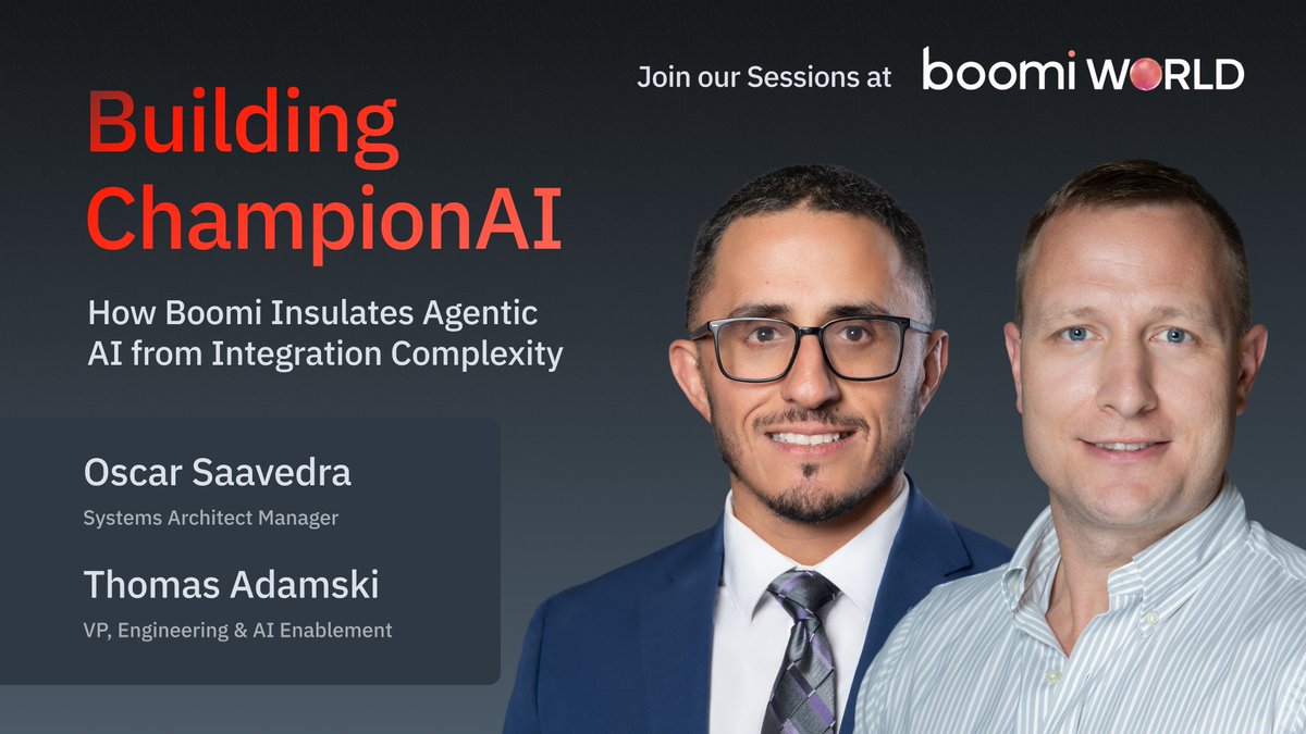 QAD_Community's tweet photo. Join us for a 15-minute deep dive at Boomi World! We’ll cover the architecture, the lessons learned, and how to protect your AI from integration debt. See you there!

Register for the session here: https://t.co/zsbFdtlcpB

#BoomiWorld #TeamBoomi #AgenticAI #Sponsor https://t.co/CkiH1bo0EX