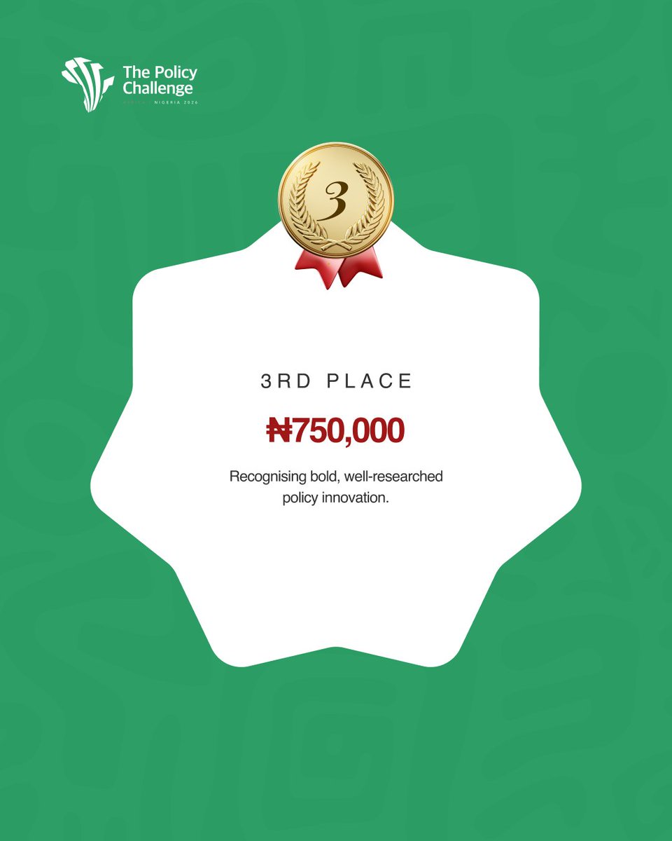 ThePolicyNG's tweet photo. Big ideas deserve big opportunities.

The Policy Challenge 2026 is inviting Nigerian undergraduates to propose bold, practical reforms that can strengthen governance and rebuild trust in public institutions. https://t.co/ZIC1NyzaZm