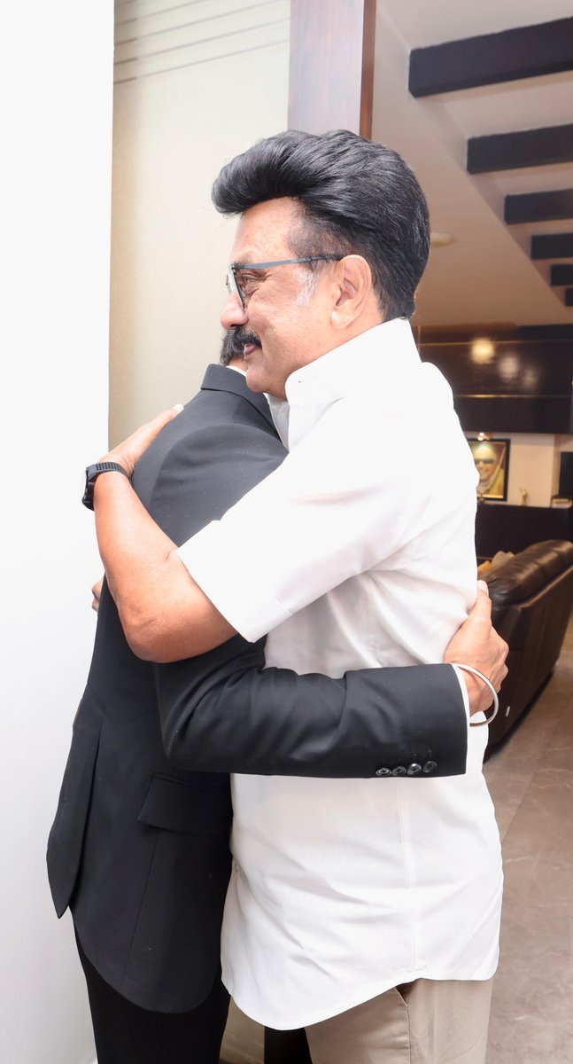 vijay27anand's tweet photo. Picture of the day CM Vijay meeting  former CM M.K. Stalin for Political courtesy and greatings. It's very rare event to happen, meeting been both old and new CM. https://t.co/XzOv8Yo6E9