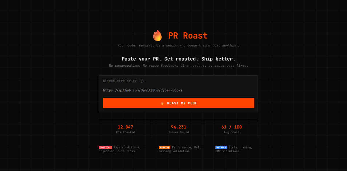 PR Repo Roast Built a fun AI tool on Runable that roasts your GitHub ...
