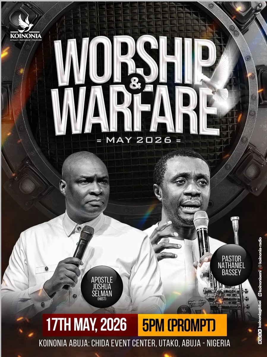 zoeaf_'s tweet photo. Apostle Joshua Selman : Who do you think is coming for our Worship &amp; Warfare Service next Sunday?

All (including our online family) screams : Pastor Nathaniel Bassey. 

Apostle (smiling) : Who told you?

Everyone bursts into cheerful laughter 

I love my @koinoniaeni family😅 https://t.co/ClEVMdHZPb