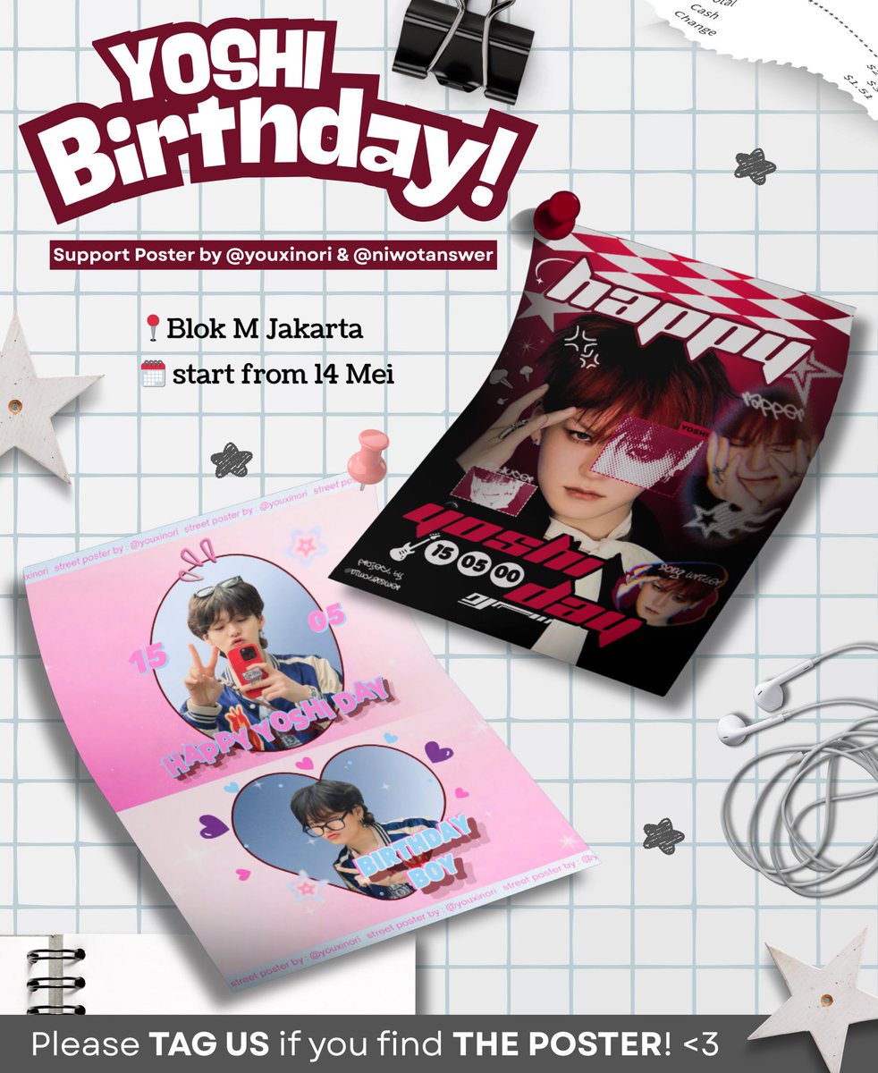 niwotanswer's tweet photo. {like &amp; rt are appreciated}

✮⋆˙YOSHI Birthday Support Poster by @youxinori &amp; @niwotanswer ⋆˙⟡

📍Blok M, Jakarta Selatan
📆 Start from 14 Mei - until gone

If you find the poster, please tag us!<𝟑 .ᐟ

BORN TO BE YOXI
#RoadToYOXIday_D4
#YOSHI #요시 #ヨシ
@treasuremembers https://t.co/QSyRbFmmWV