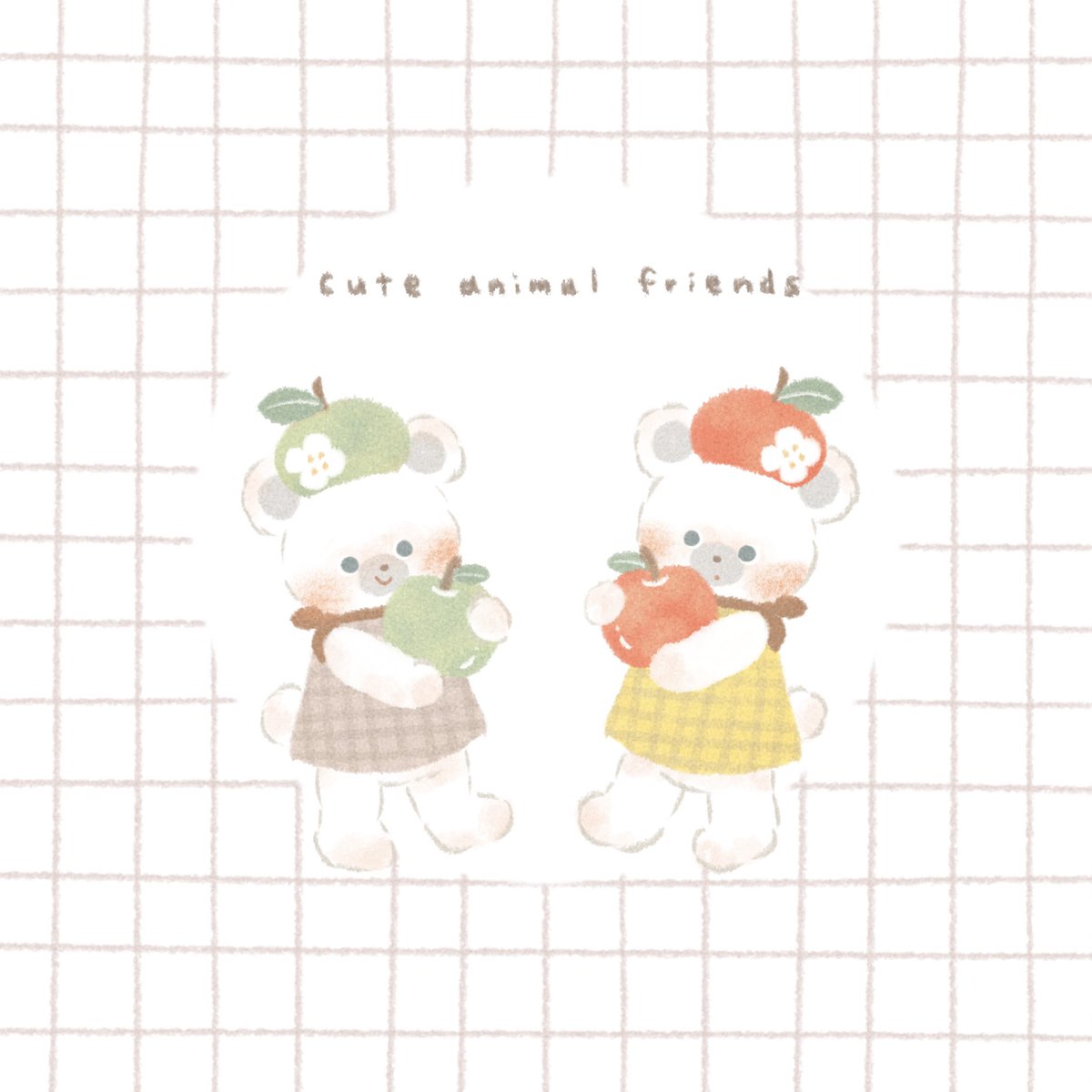 _puchitoma's tweet photo. ⋱ お互いの絵柄で描いてみた .ᐟ.ᐟ ⋰

@poco_moco2 さんと絵柄交換してみました🐻‍❄️🍎

とっても楽しかった〜🫶
素敵なご縁をいただき ありがとうございました🥹
#イラスト　#illustration https://t.co/qU6eu7aS3P