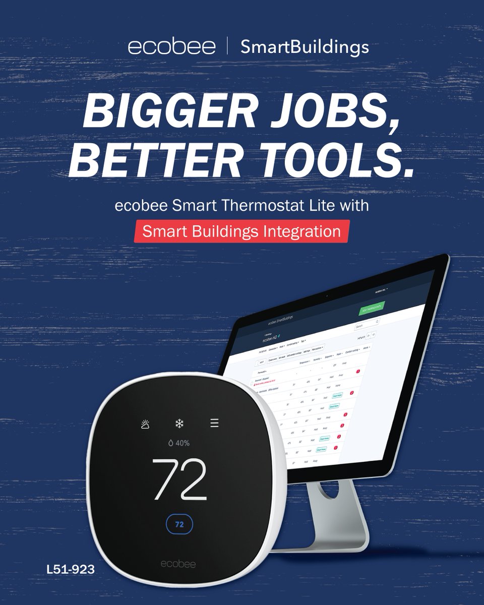 JSWareGroup's tweet photo. 🏢 Win more multifamily jobs with ecobee SmartThermostat Lite

📲 Wi-Fi connected
📊 Energy insights
🎛️ Centralized control via SmartBuildings

A smarter solution to land bigger contracts. 💪
Ask our team how to get started. https://t.co/zJ1neKxXrH
