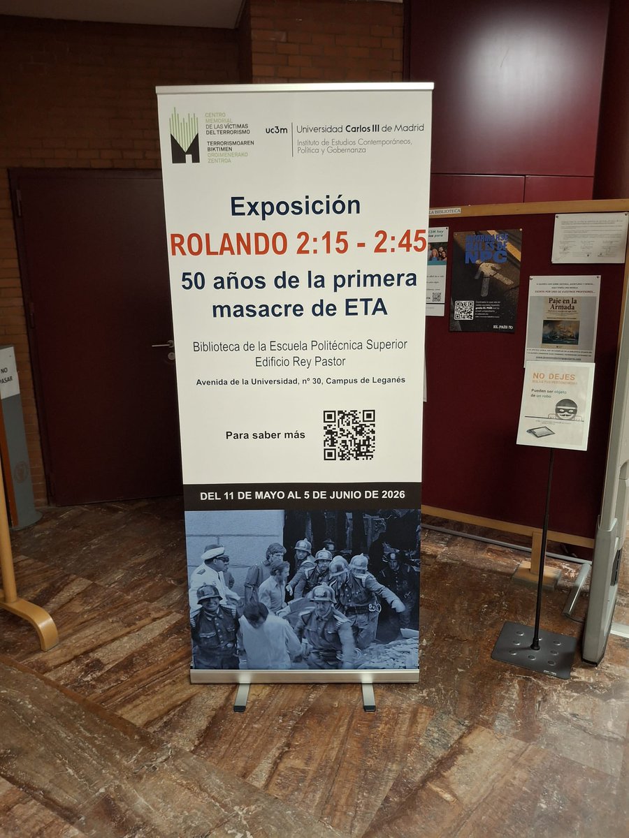 MemorialVT's tweet photo. Exposición "ROLANDO 2:15-2:45: la primera masacre de ETA" en la @uc3m 

📆desde hoy hasta el 5 de junio

🏢Biblioteca de la Escuela Politécnica Superior. Edificio Rey Pastor.

🅾️@uc3mFacultadHCD Instituto de Estudios Contemporáneos Política y Gobernanza + @MemorialVT https://t.co/W8wuSETJ2H
