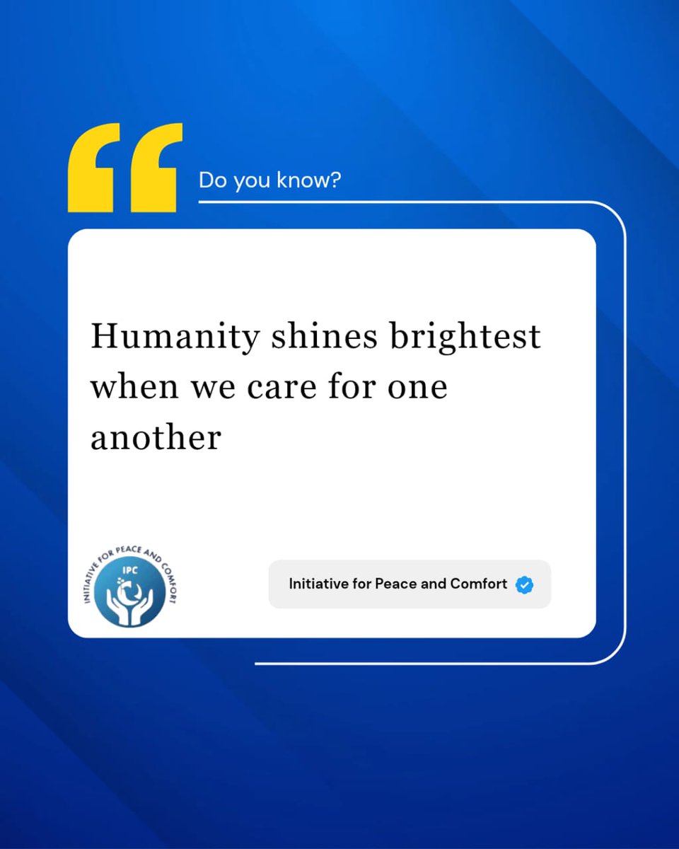 In_PeaceComfort's tweet photo. Humanity shines brightest 
When we care for one another 💙 https://t.co/WhGa2lwXLT