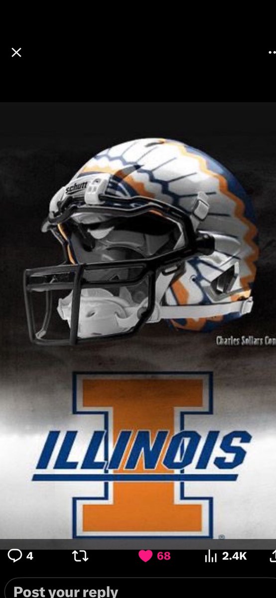 MooreEdmund's tweet photo. This would be the best looking helmet in all of college football! #illini #illinifootball #bigten https://t.co/GuP9NT57AM