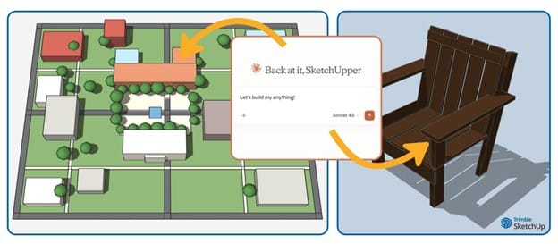 architosh's tweet photo. https://t.co/4iEEE80FoT  -- Sketchup Connector for Claude adds trusted, intuitive AI enhanced 3D workflows to popular 3D modeler in AEC #sketchup #anthropic #claude #claudeAI #ai #architecture #ai-architecture #aecnews #contech #3dmodeling https://t.co/YO6nLT3xga