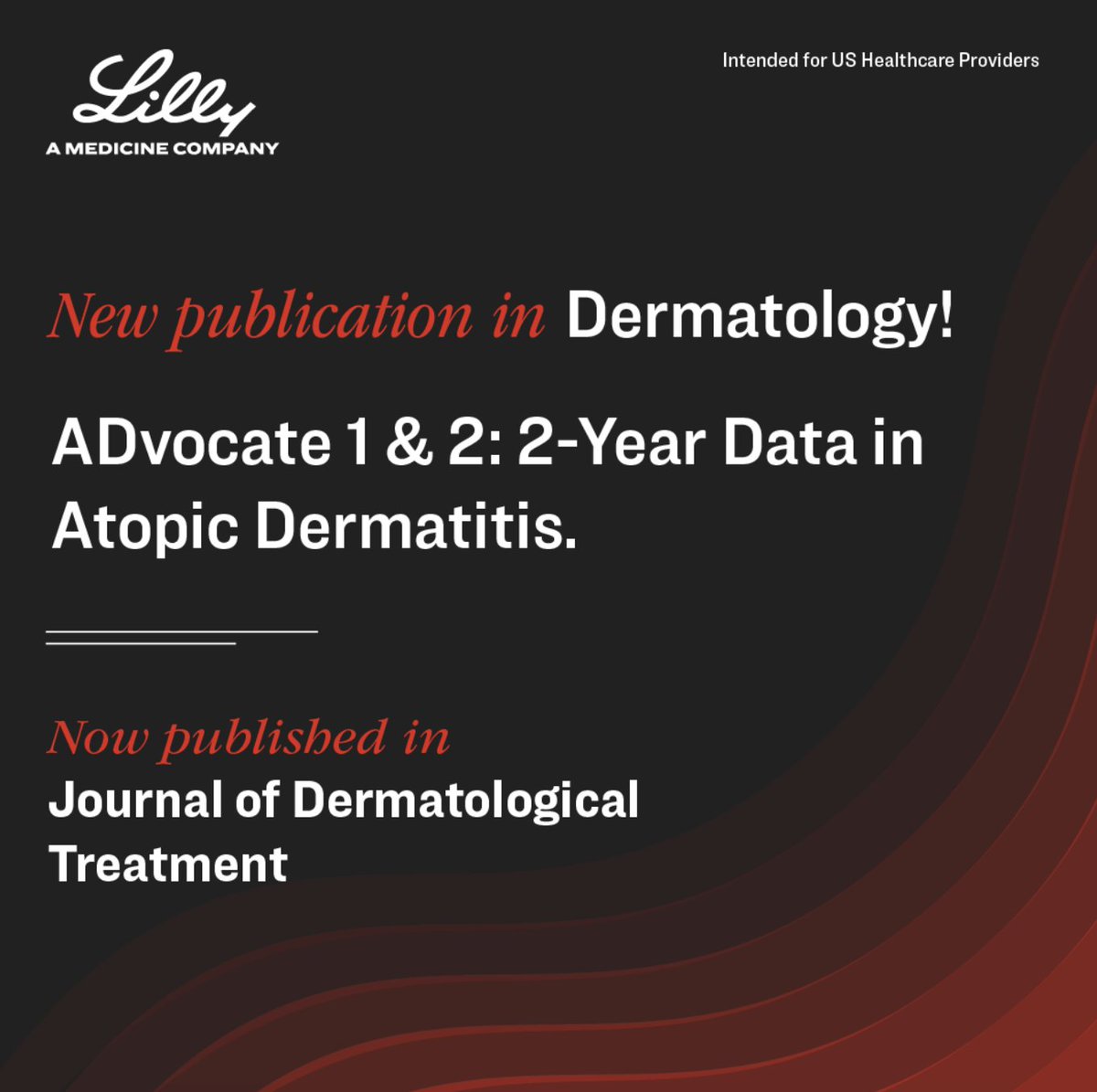LillyMedical's tweet photo. Recent Publication Alert! New ADvocate 1&amp;2 data on an IL-13 inhibitor and the depth of response in moderate-to-severe atopic dermatitis is now available in the Journal of Dermatological Treatment. Click to learn more: https://t.co/mR4bqwsASf https://t.co/sts87l7xS3