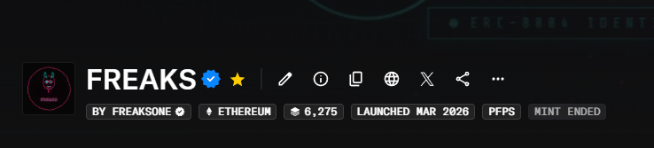 freaksone1's tweet photo. // verified by @opensea 💙thank you 

from a free mint to a blue badge
built in code · shipped without stopping

thank you community🤍

// we are all 💙 freeks https://t.co/22e13uGXnd