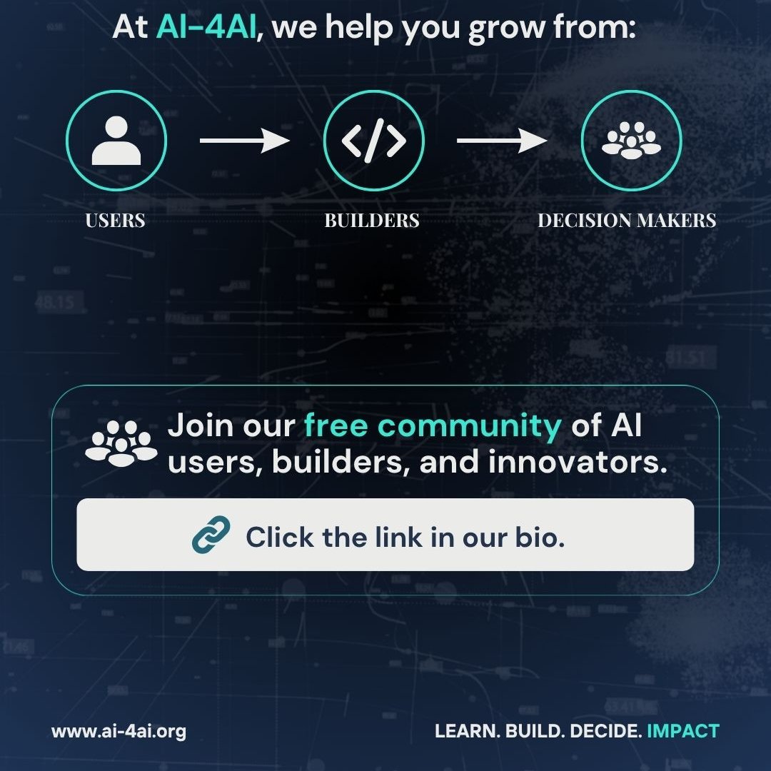 AI_4AI's tweet photo. learning to use AI is just not enough to help you grow.

If you’re thinking beyond just using AI, you’re already asking better questions. 

Join our community of Ai users, builders and decision makers and grow. 

click the link in our bio

#aiinafrica #buildwithai #learnai https://t.co/tfKBNr8OAh