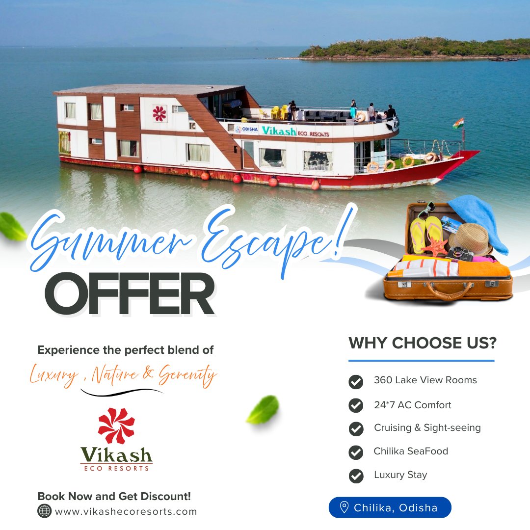 EcoVikash's tweet photo. Plan your summer escape with Garuda. 🌊☀️

✨ 20% Summer Special Discount
🛏️ 360° Lake View Rooms
🍤 Fresh Chilika Seafood
🚢 Scenic Cruise Experience
📍 Chilika Lake, Odisha https://t.co/WxQLitsCmo