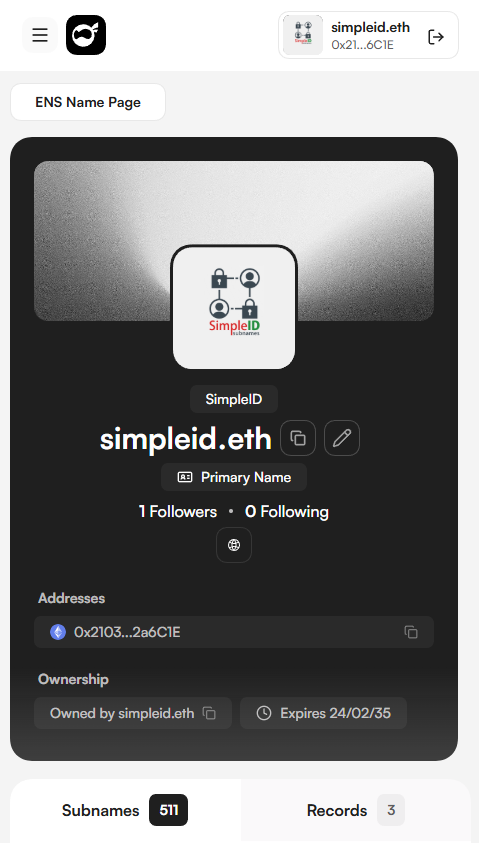 SimpleID_eth's tweet photo. We just simplified pricing under simpleid.eth — making it easier than ever to claim your name:

5+ characters - FREE 
4 - 0.01e
3 - 0.025e
2 - 0.05e
1 - 0.1e

Short, memorable names are still available - but the long ones are now free forever! 

Grab yours 🔗👇🏼

#SimpleID #ENS https://t.co/5kJImjm4I6