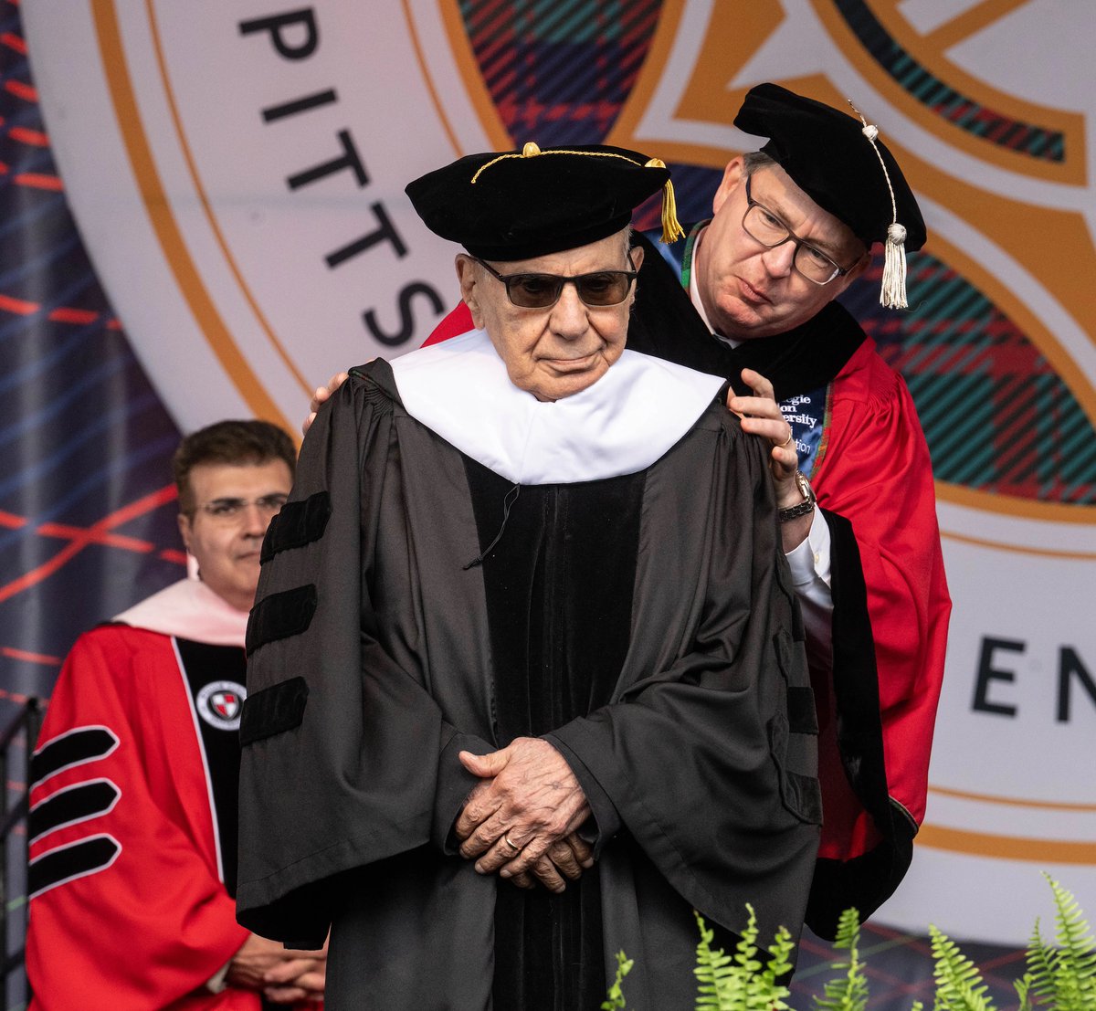 CarnegieMellon's tweet photo. Receiving honorary degrees at Commencement on Sunday were Jensen Huang, founder and CEO of NVIDIA, 2026 Tony Awards Nominee Broadway producer &amp; CMU alumna Jamie deRoy, International Poetry Forum founder Samuel Hazo and Nobel laureate in economic sciences Thomas Sargent. https://t.co/kZSbdVqTfd
