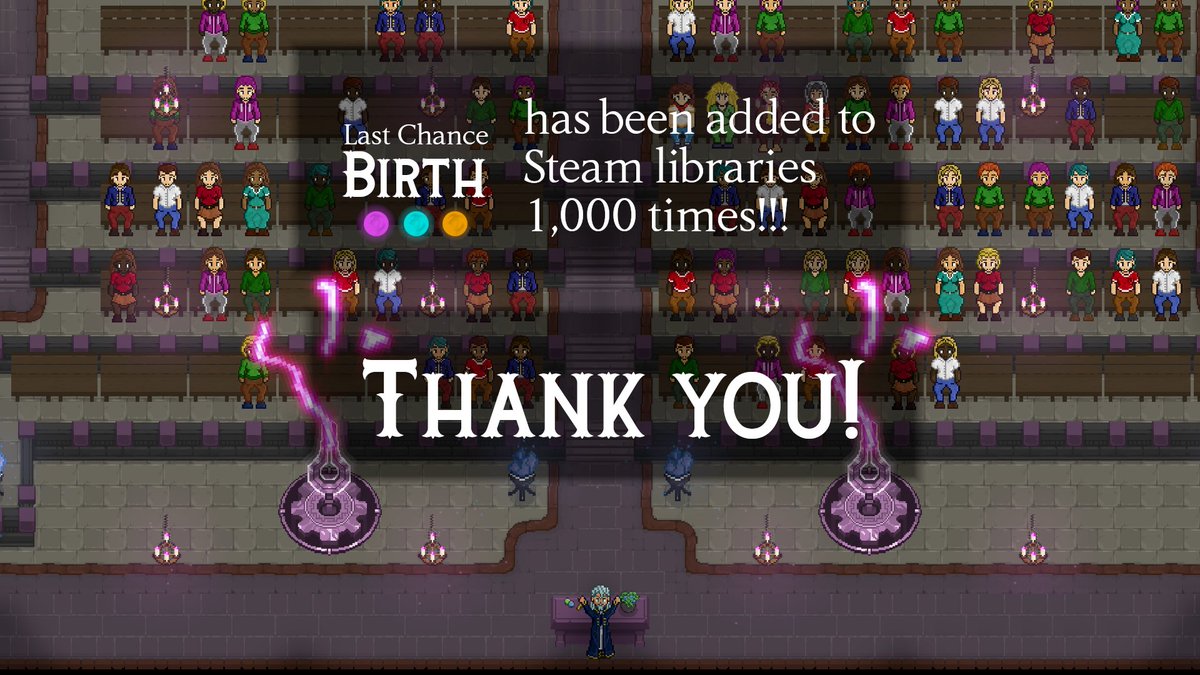 Maxadona96's tweet photo. 🎉 We made  it! We just broke the milestone! Last Chance: Birth demo has been added  to Steam libraries more than 1,000 times already! 🎉

😮 Have you already added the demo to your library?
https://t.co/bclAvtsViC

#gamedev #indiedev #belgiangamesindustry #solodev #indiegames https://t.co/YwTG5kTcDw