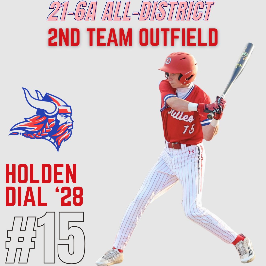 DHSBaseball550's tweet photo. Congratulations to our 2026 21-6A All-District second teamers!

Jacob Salas '26 (SS) - @jacobsalas_10 
Aiden Koreth '27 (3B) - @AidenKoreth5 
Holden Dial '28 (OF) - @hshaushshs 

#GoVikes https://t.co/5mrlOhsW0V