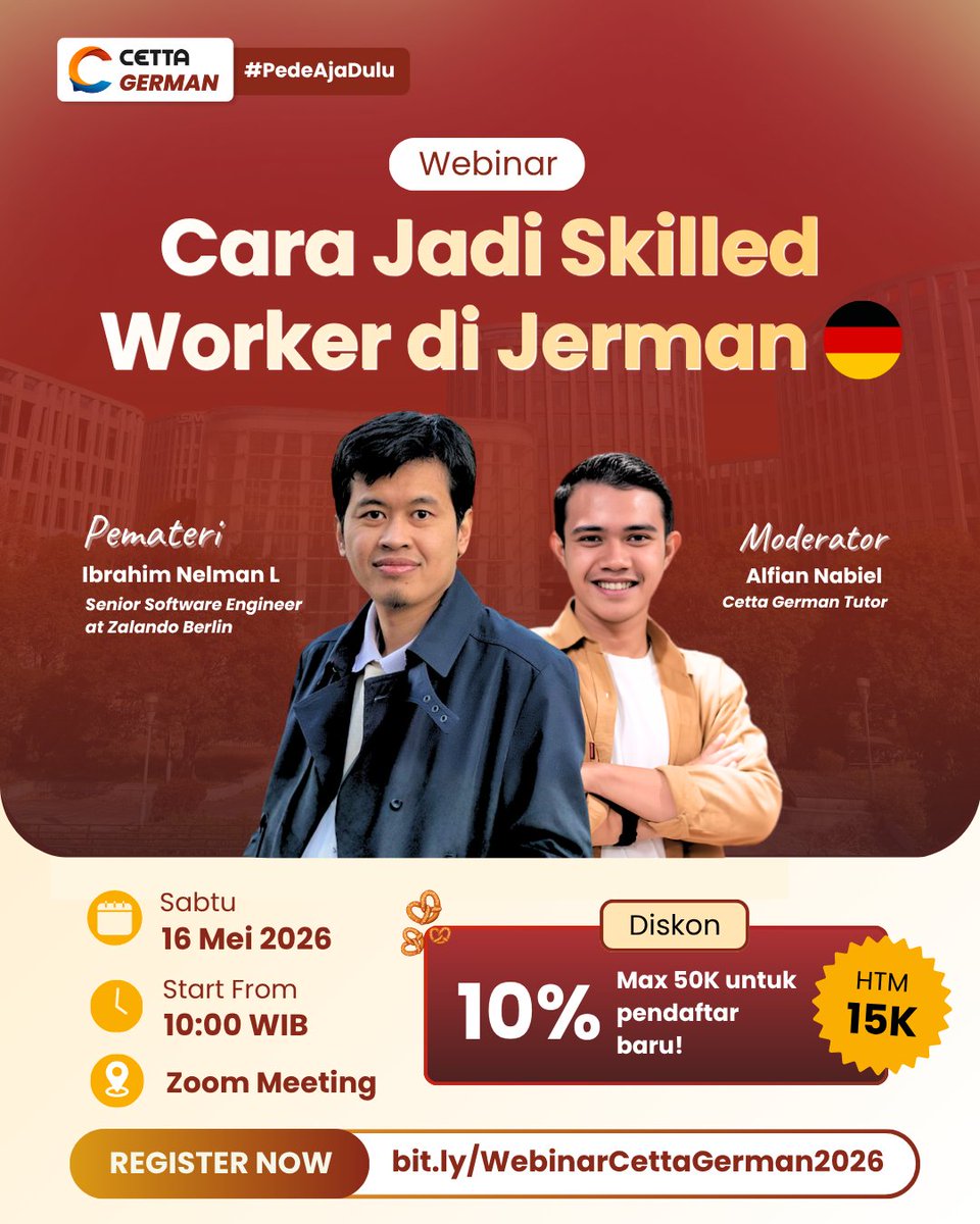 karirspace's tweet photo. Kata siapa kerja ke Jerman cuma bisa lewat Ausbildung? 

Padahal ada jalur Skilled Worker yang mulai banyak dicari perusahaan di Jerman. Jalur kerja yang peluangnya menarik, tapi masih underrated banget!

pahami selengkapnya di webinar ini👇
https://t.co/Np6xjmkNZz https://t.co/trgllciJzD