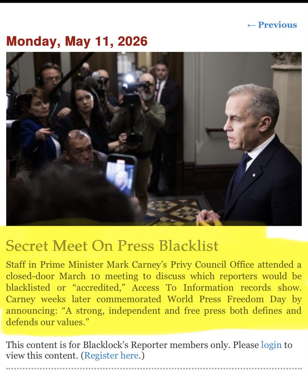 myabradshaw78's tweet photo. Mark Carney’s view of Democracy is Blacklisting Reporters.. Mark Carney doesn’t want any reporter asking real questions because he’s too much of a coward to face his failures. https://t.co/Wg6db1Cugy