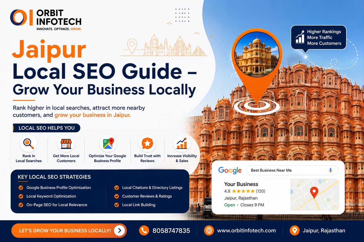 InfotechOrbit's tweet photo. Jaipur Local SEO Guide

Want more local customers for your business? 🚀
Improve Google rankings, boost Maps visibility &amp; grow with smart Local SEO strategies.
🌐 Orbit Infotech
📞 8058747835

#LocalSEO #JaipurSEO #BusinessGrowth https://t.co/z5ziE5M6ni