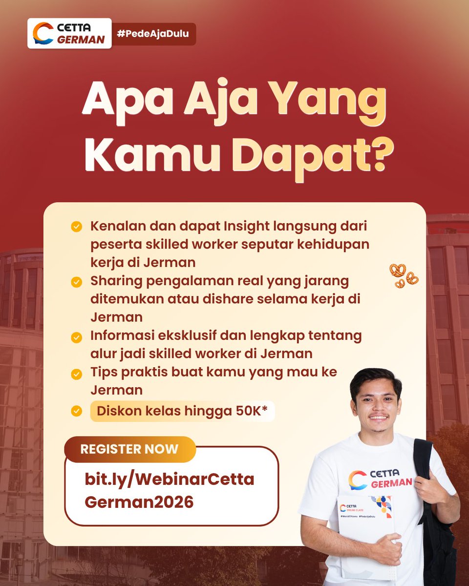 karirspace's tweet photo. Kata siapa kerja ke Jerman cuma bisa lewat Ausbildung? 

Padahal ada jalur Skilled Worker yang mulai banyak dicari perusahaan di Jerman. Jalur kerja yang peluangnya menarik, tapi masih underrated banget!

pahami selengkapnya di webinar ini👇
https://t.co/Np6xjmkNZz https://t.co/trgllciJzD